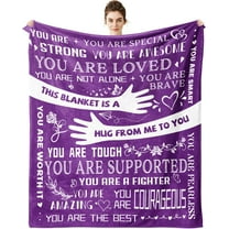Healing Hug Blanket 60"x50" - Inspirational Thinking of You Gift for Women, Chemotherapy & Surgery Recovery Must Haves, Soft Get Well Comfort Gift, Purple