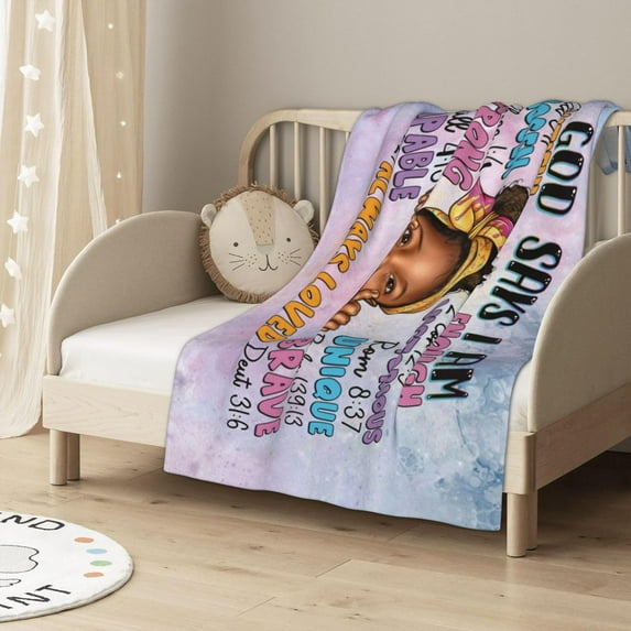 Healing Inspirational Crib Blanket for Girls, African American Women Girl Throw Blankets Gift Idea 30x40 Inch