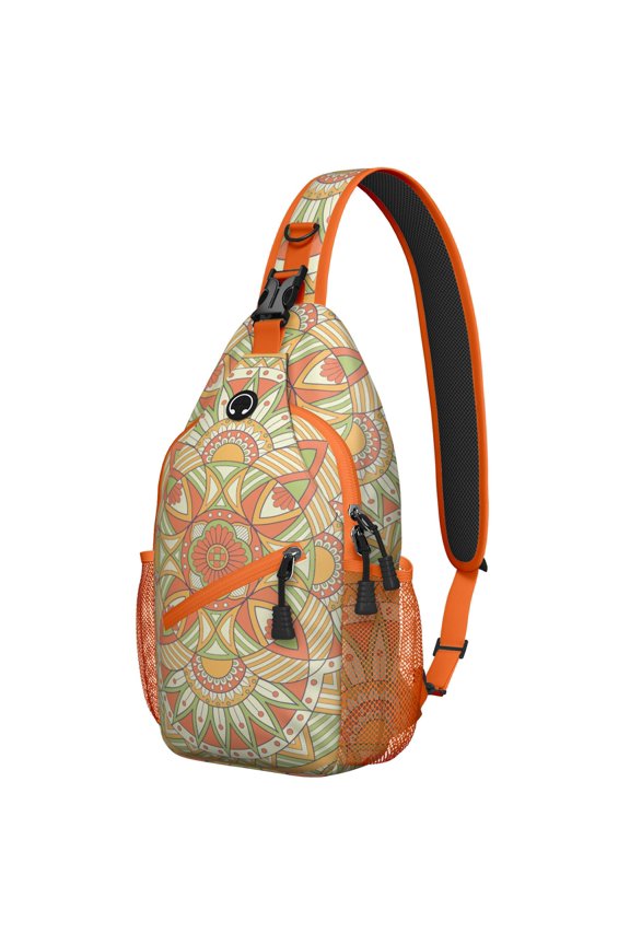 Healing Mandala Sling Backpack, Spiritual Trippy Crossbody Bag for Women with Boho Pattern, Meditation Energy Balance Travel Shoulder Daypack