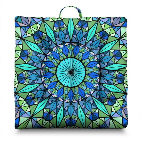 Healing Meditation Pillow&nbsp;– 22 Inch Extra Large Floor Cushion, Psychedelic Mandala Design, Plush Velvet for Hip & Back Support