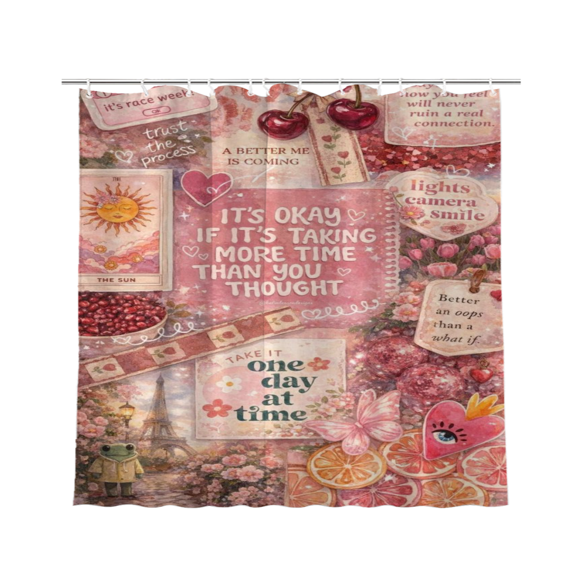 Healing Mindset Sublimation Positive Affirmation Waterproof Polyester Shower Curtain 72 x 72 Inch