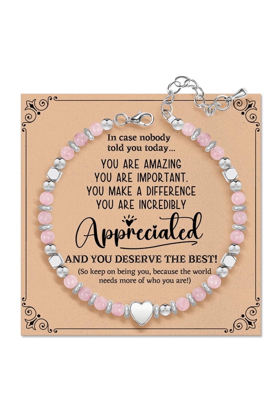 Healing Natural Pink Zebra Stone Bracelets for Women -Inspirational Gifts for Women Best Friend Birthday Gifts for Women Friendship Bracelets