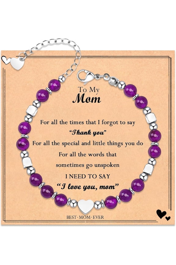 Healing Natural Stone Bracelet for Mum, Unique Birthday Gift, Valentine's Day Gift and Quote Cards to express love!