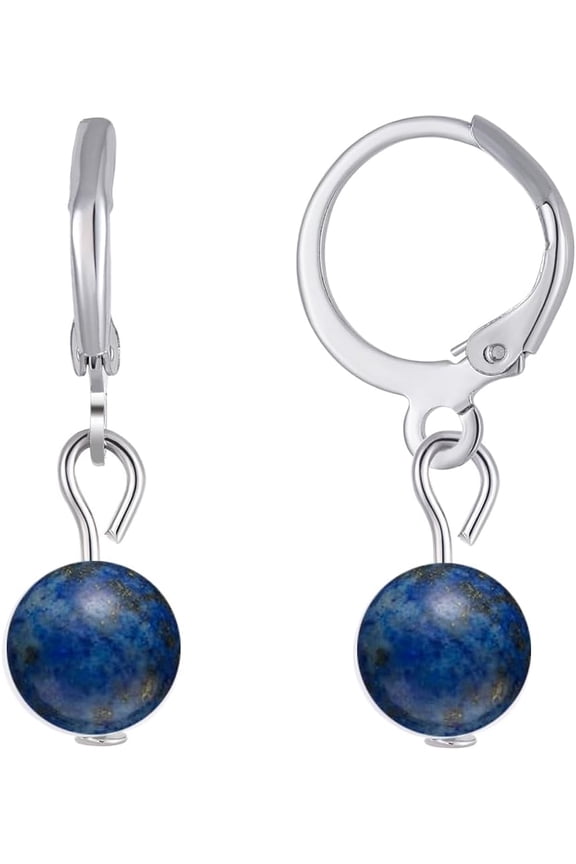 Healing Natural Stone Earrings for Women Real Crystal Turquoise Moonstone Lapis Lazuli Amethyst Black Obsidian Ball Drop Dangle Hoop Earring Gemstone Jewelry for Women[x2731]