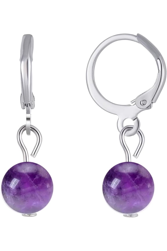 Healing Natural Stone Earrings for Women Real Crystal Turquoise, Stainless Steel, Style J2833