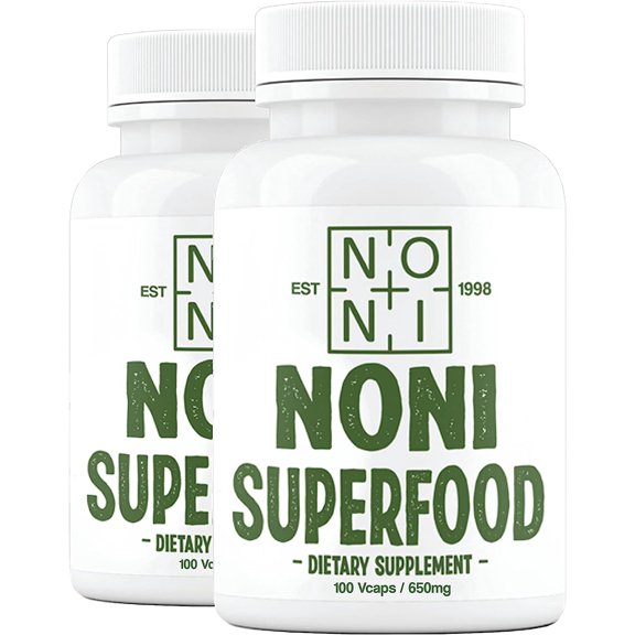 Healing Noni - Noni Fruit Powder Capsules - 2 Pack (60ct 500mg Veggie Caps)