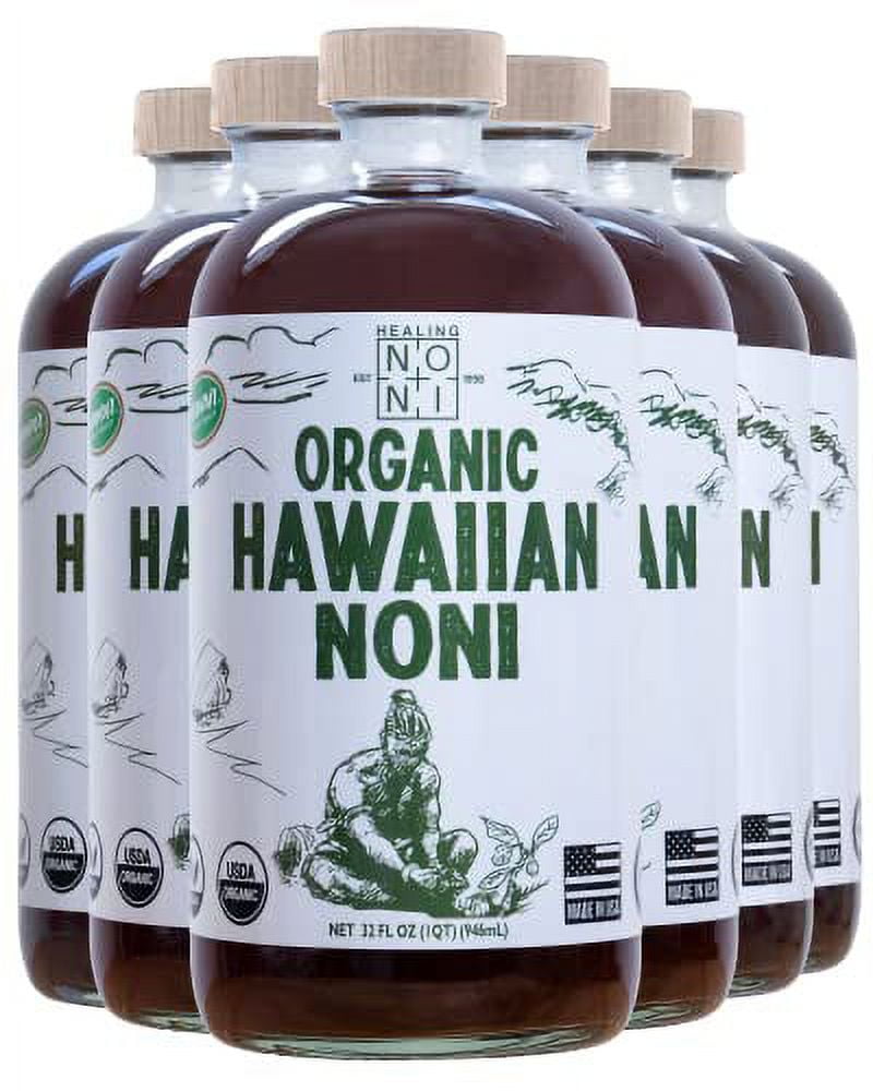 Healing Noni Organic Hawaiian Noni Juice 12 Pack of 32oz Glass