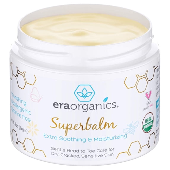 Era Organics Healing Ointment for Babies - USDA Certified Organic Natural Gentle Moisturizer for Sensitive Skin Prone To Baby Eczema, Cradle Cap, Rashes, Hives & More Super Balm 2 Ounce