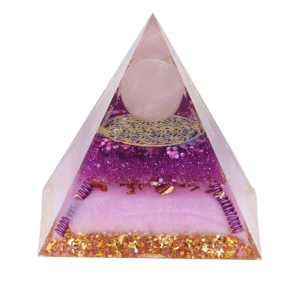 Healing Orgonite Pyramid Crystal Energy Generator for Chakra Balancing & EMF Protection Desk Decor, 3.9" / 10 cm