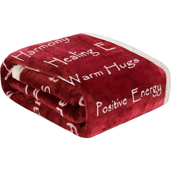Healing Positive Blanket, Gift for People Need Hug Strength Company -Red 50 x 60 Inch