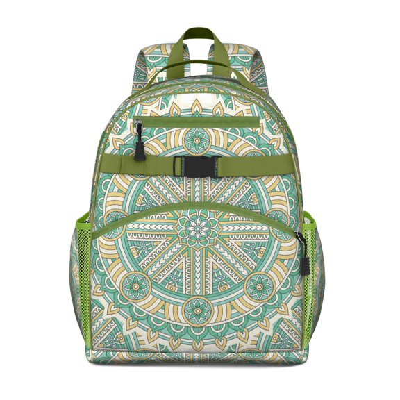 Healing Psychedelic Student Backpack Adjustable Padded Straps Chest Buckle Water-Resistant Lightweight Bookbag For Daily Use