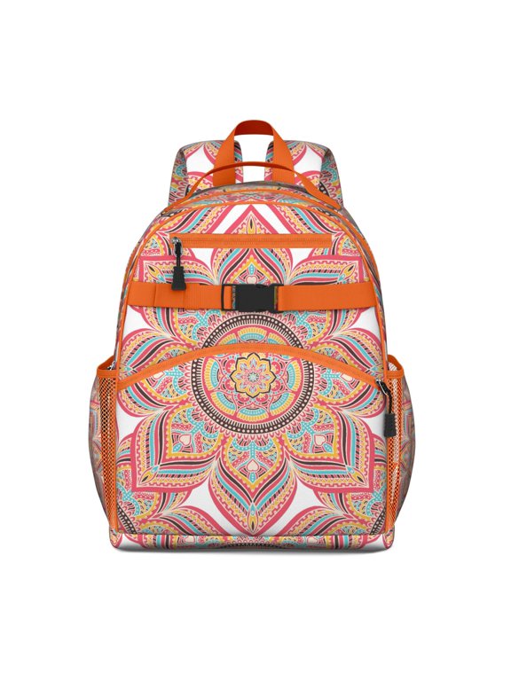 Healing Psychedelic Student Backpack Adjustable Padded Straps Chest Buckle Water-Resistant Lightweight Bookbag For Daily Use