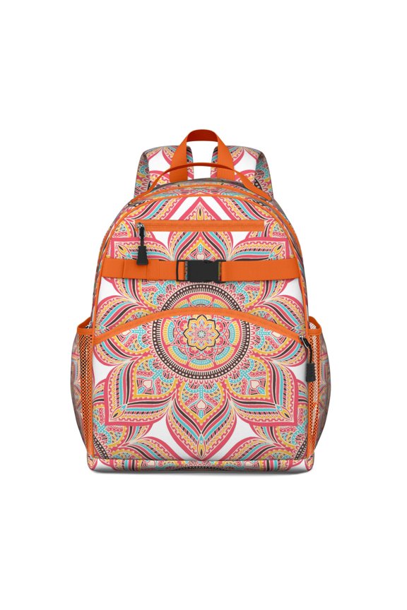 Healing Psychedelic Student Backpack Adjustable Padded Straps Chest Buckle Water-Resistant Lightweight Bookbag For Daily Use