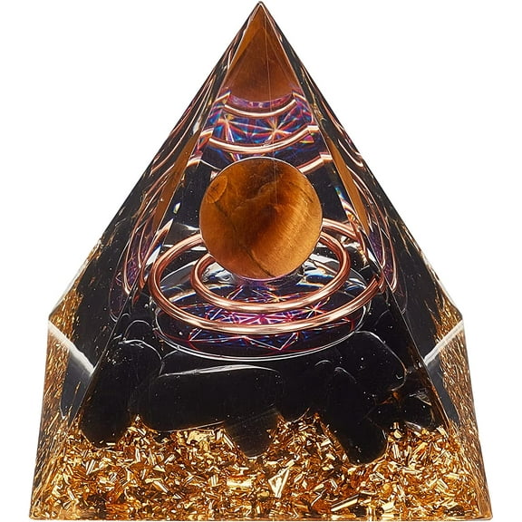 Healing Pyramid Tiger Eye Stone Energy Orgone Pyramid Crystals for Stress Reduce Healing Meditation Attract Wealth Lucky