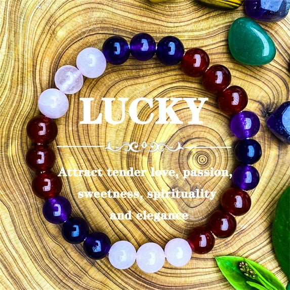 Healing Stone Bracelet for Women, Natural Gemstone Balance & Protection Bracelet - Spiritual Bead Anxiety Relief Jewelry with Meaning Card for Birthday Christmas Gifts