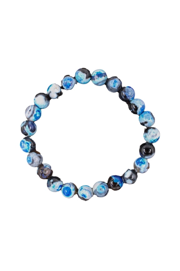 Healing Stone Stretch Bracelet - 8mm Natural Lava Rock & Afghanite Gemstone Beads for Positive Energy - Unisex Spiritual Jewelry for Meditation & Relaxation