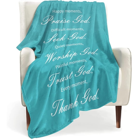 Healing Throw Blanket with Inspirational Thoughts and Prayers - Inspirational Religious Soft Throw Blanket - 60x80 Inch Throw Blankets Perfect Caring Gift for Women & Men-Teal