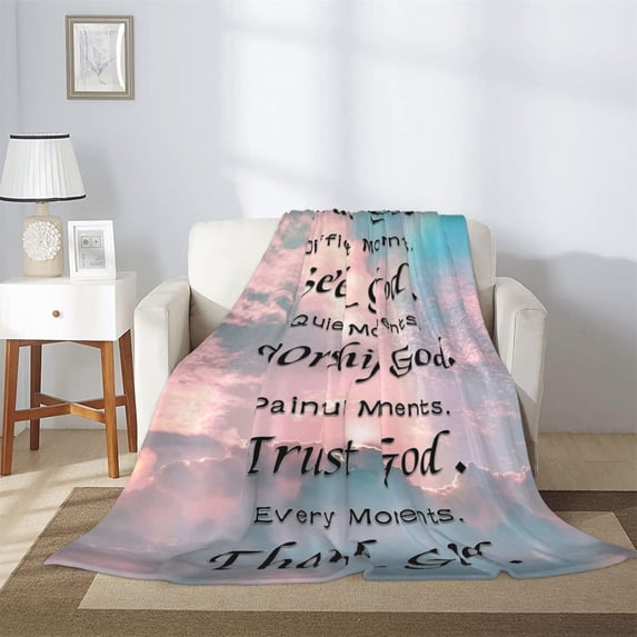 Healing Throw Blanket with Inspirational Thoughts and Prayers - Religious Throw Blanket Inspirational Blankets and Throws Soft Cozy Plush Warm Blankets for Women Men Gift, 50x60