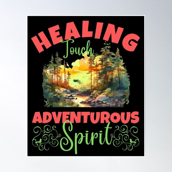 Healing Touch, Adventurous Spirit. Hiking Loves Poster Wall Art, Modern Wall Decor, 8x12 UNFRAMED