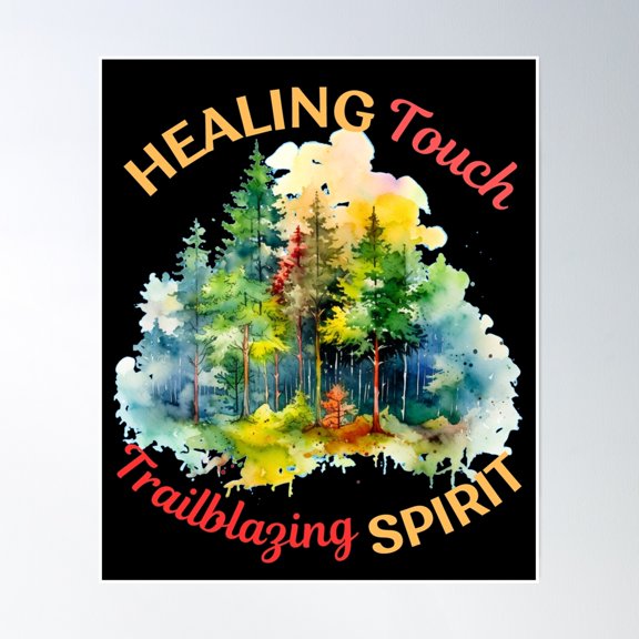 Healing Touch, Trailblazing Spirit. Nurse Hiking Poster Wall Art, Modern Wall Decor, 8x12 UNFRAMED