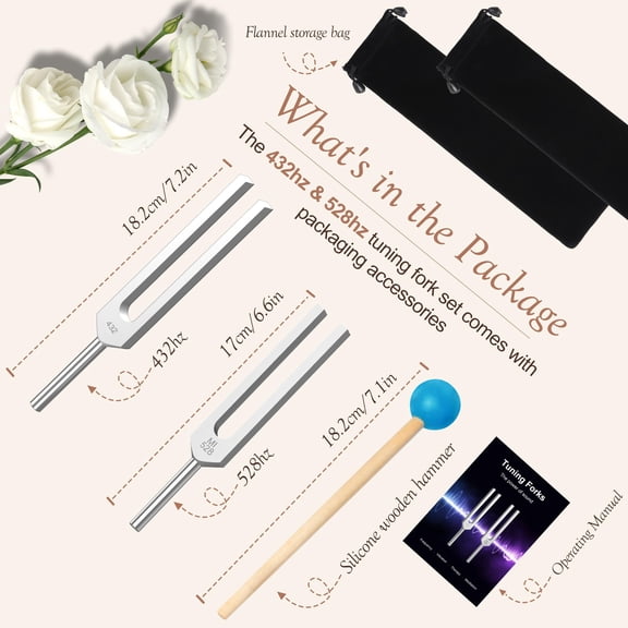 Healing Tuning Forks 2pcs 432Hz 528Hz Aluminum Alloy Sound Therapy Kit