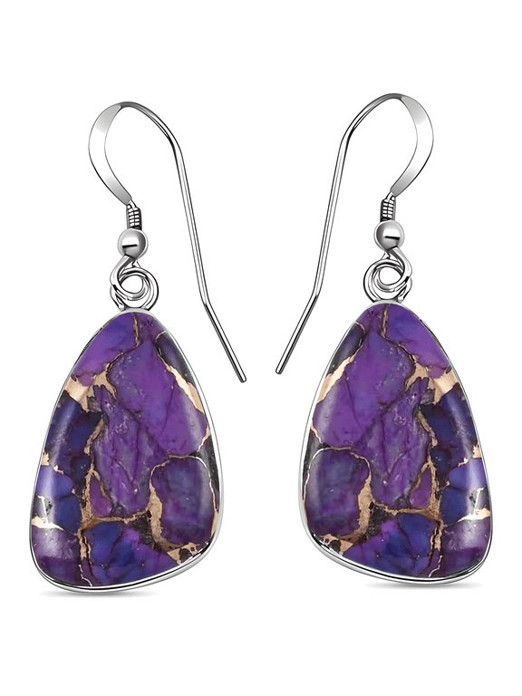 925 Sterling Silver Western Turquoise Earrings for Women - Purple