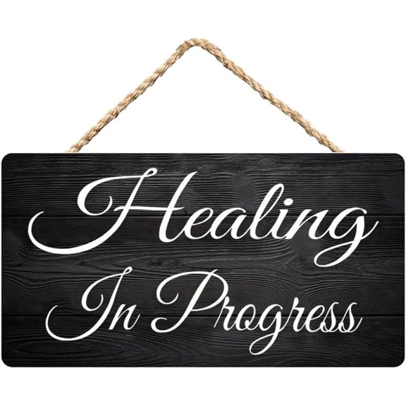 Healing in Progress Do Not Disturb Wooden Hanging Sign - 12 x 8 Inch Wall Art Decor for Wellness Enthusiasts‘ Studio