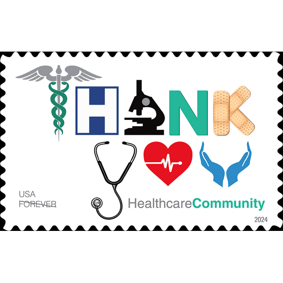 Healthcare Community USPS Forever Postage Stamp 5 Sheets of 20 US First Class Thank You Health Safety Wedding Celebration Anniversary (100 Stamps)