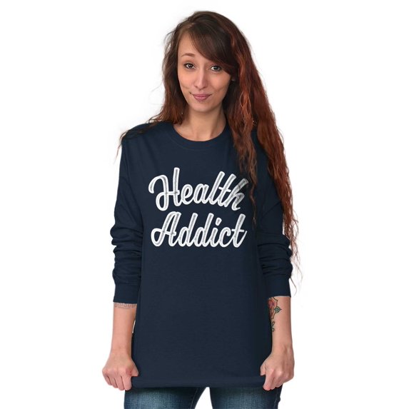 Health Addict Vegetarian Vegan Diet Long Sleeve TShirt Men Women Brisco Brands X
