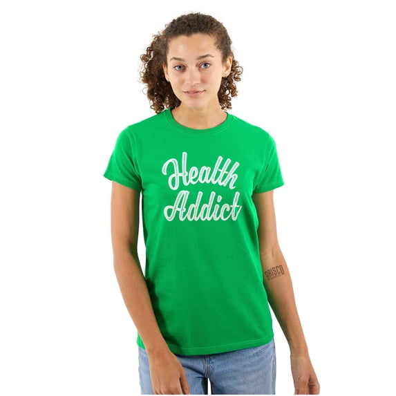 Health Addict Vegetarian Vegan Diet Womens Slim Fit Graphic Tee Brisco Brands X