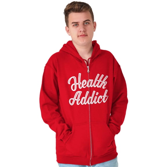 Health Addict Vegetarian Vegan Diet Zip Up Hoodie Men's Women's Brisco Brands M