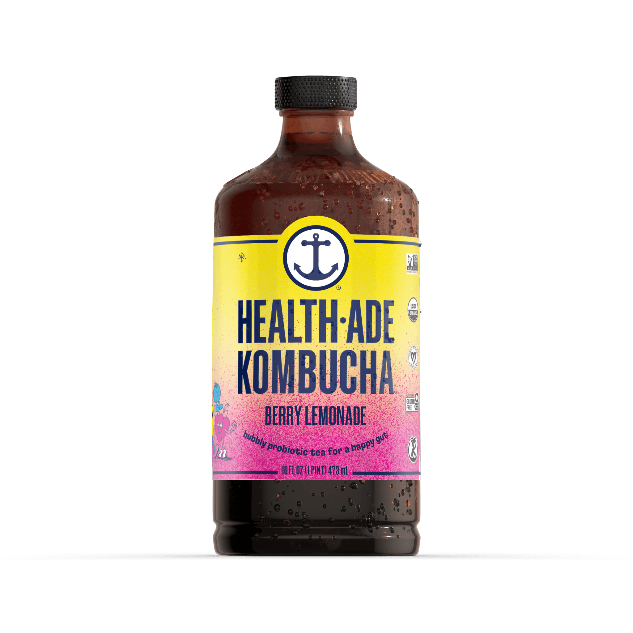 HealthAde Kombucha, Berry Lemonade, 16 fl oz, 12 Ct, Bottles