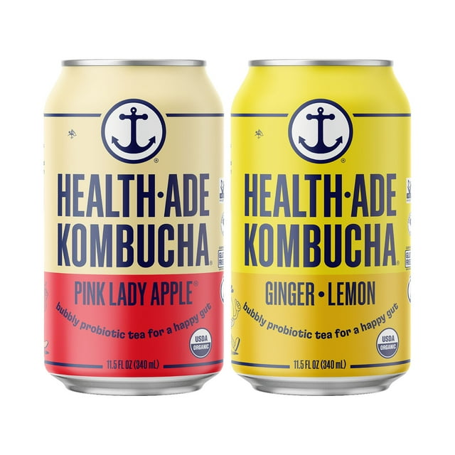HealthAde Kombucha, Bright Side Variety Pack, 11.5 fl oz, 12 Ct, Cans
