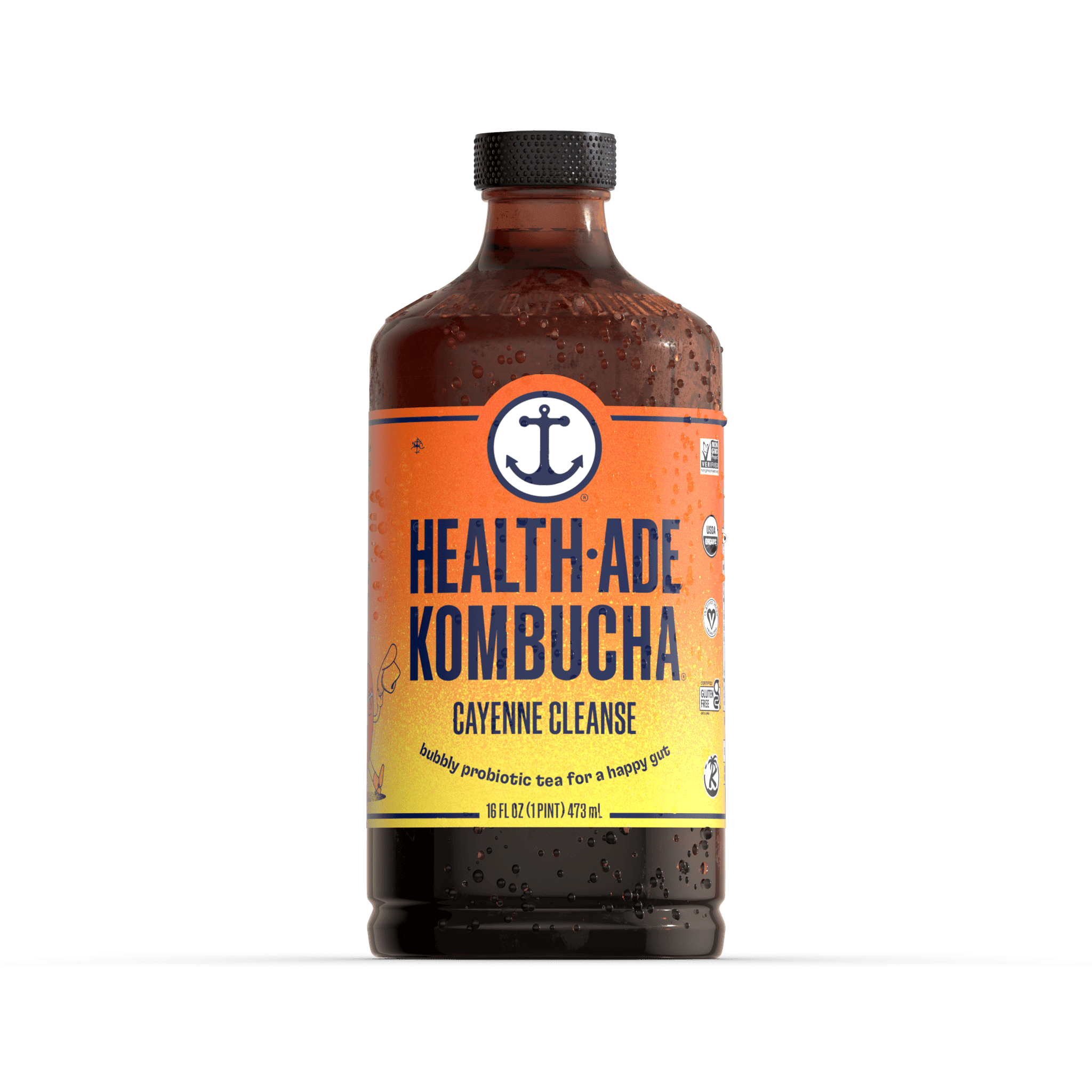 HealthAde Kombucha, Cayenne Cleanse, 16 fl oz, 12 Ct, Bottles