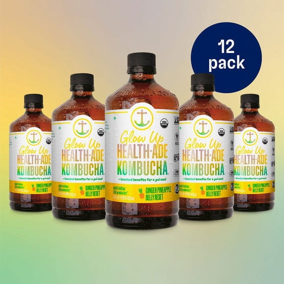 Health-Ade Kombucha, Ginger Pineapple Belly Reset - 12 Pack