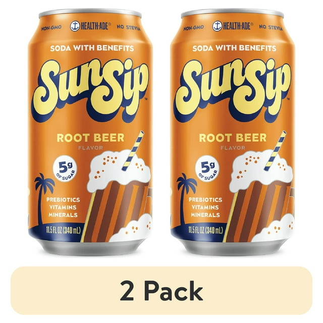 (2 pack) Health-Ade SunSip Prebiotic Soda, Root Beer, 11.5 fl oz