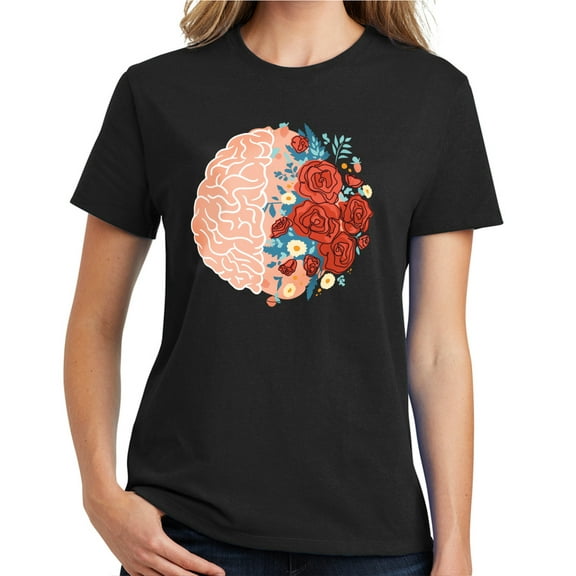 Health Awareness with Rose Graphic Design Ladies Big Size Soft Spun Cotton Essential T-Shirt - Jet Black XL