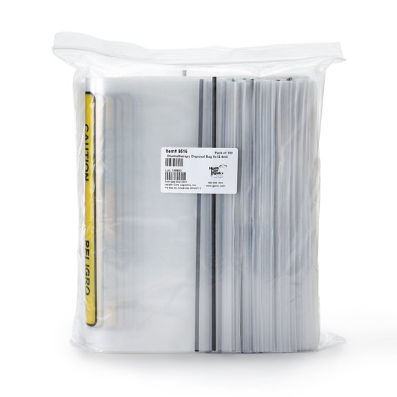 HCL Zipper Closure Hazardous Drug Bag 9 x 12" 4 mil Polyethylene , 9516, 100 Ct
