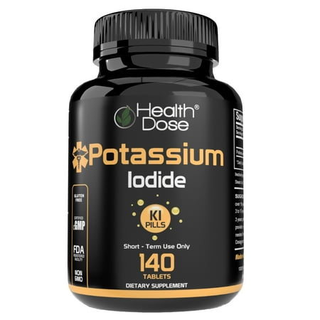 Health Dose Potassium Iodide Tablets. Thyroid Support. 130 mg. Short Term (140 Tablets)