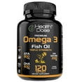 thumbnail interactive-video image 1 of Health Dose Premium Omega 3 Fish Oil. Lemon flavor. 2000 mg. Triple Strength. EPA + DHA. Immune Support, Heart, Brain, Joints, Skin. No Fish Burps. Gluten-Free, Non-GMO. 120 Softgels. 2 Month Supply, 1 of 11