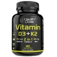 thumbnail image 1 of Health Dose Vitamin D3 + K2 10.000 IU With K2 MK-7 with D3 Vitamin Supplement, 2 in 1 Immune Support, Heart, Joint, Teeth & Bone Health 180 Softgels., 1 of 10