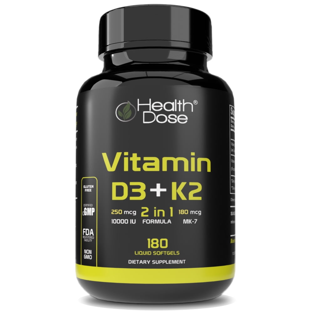 Health Dose Vitamin D3 + K2 10.000 IU With K2 MK7 with D3 Vitamin