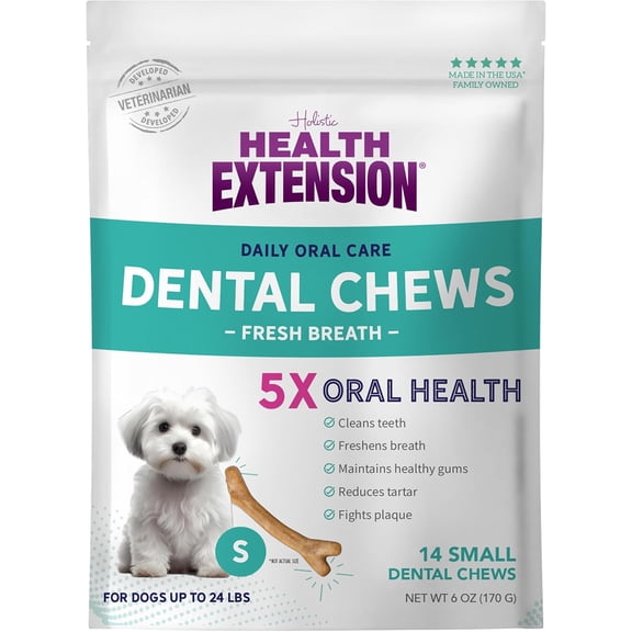Health Extension Dental Bones Fresh Breath Size Small (14pk) | Dental Teeth Cleaning & Breath Freshener | Maintains Healthy Gums | Fights Plaque