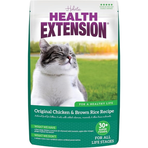 Health Extension Dry Cat Food Chicken & Brown Rice Recipe(15 lb)| All Cat Life Stages | Added Vitamins & Minerals | Helps Sensitive Stomachs | Non GMO