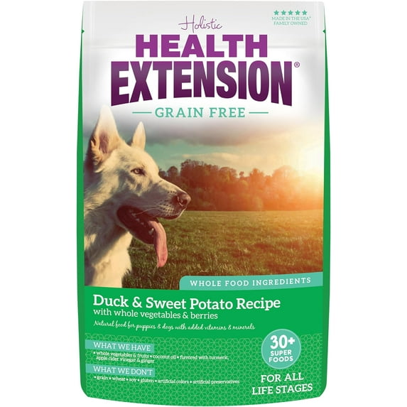 Health Extension Dry Dog Food Duck & Sweet Potato Recipe Whole Vegetable & Berries (23.5 Lb)| All Life Stages | Vitamins & Minerals | Sensitive Stomach