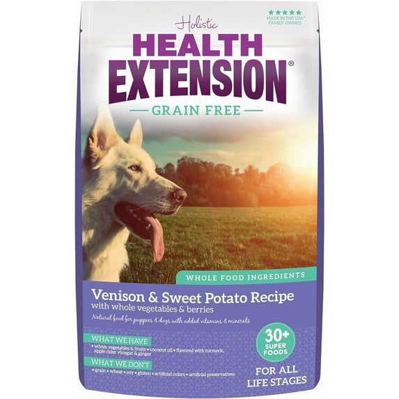 Health Extension Dry Dog Food Venison & Sweet Potato Vegetables & Berries Grain Free(4 Lb)| All Life Stages | Vitamins & Minerals | Sensitive Stomach