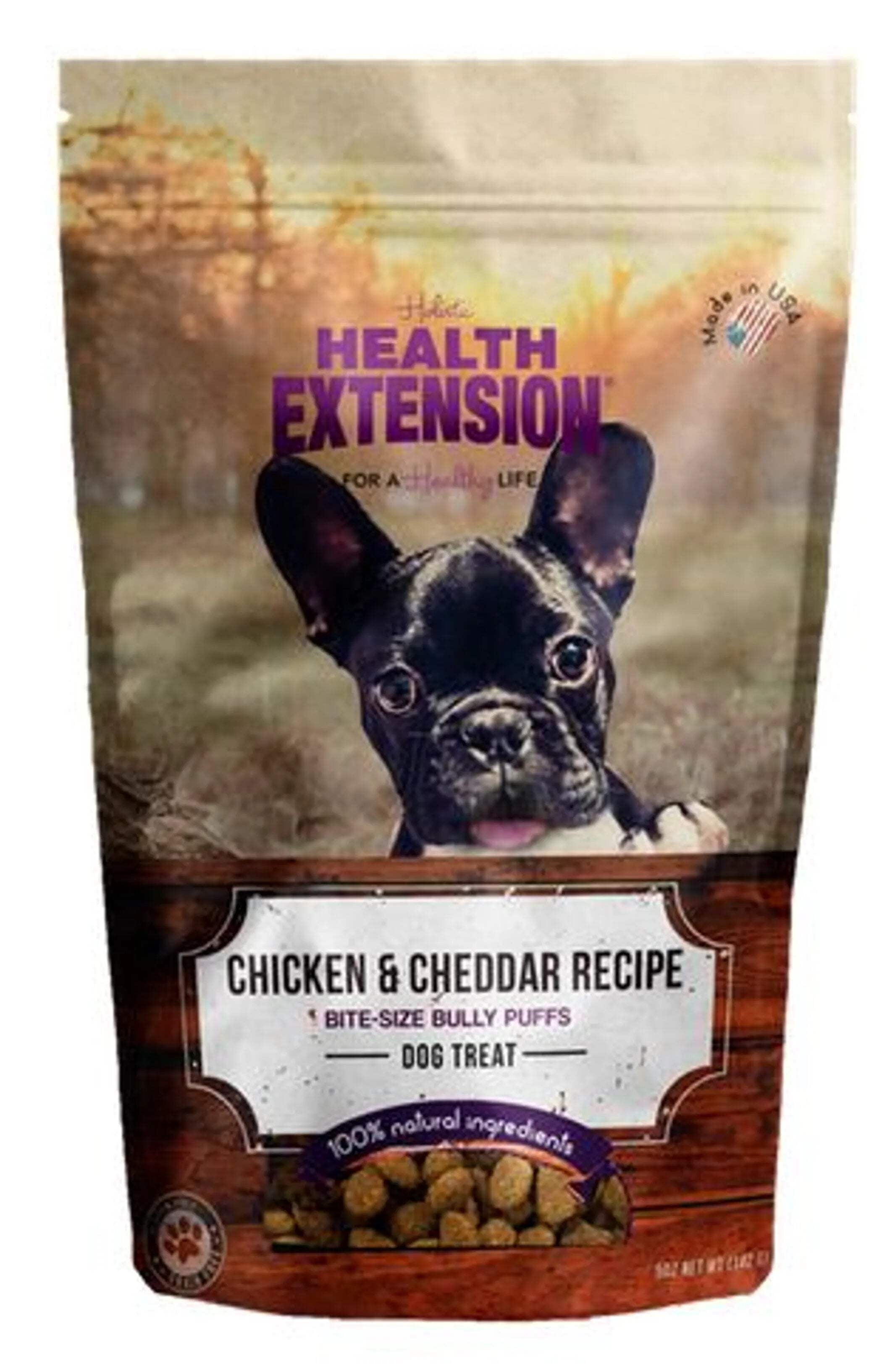 Health Extension Bully Puffs Chicken and Cheddar Dog Treats Health Extension Bully Puffs Chicken and Cheddar Dog Treats