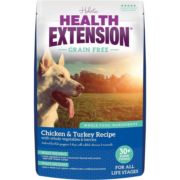 Health Extension Grain Free Chicken & Turkey Dry Dog Food (10 lb / 4.54 kg) - Whole Foods Ingredients Formula with a Blend of Turmeric & Antioxidants for All Life Stages Dogs