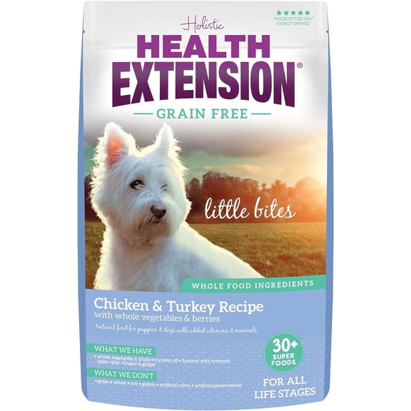 Health Extension Grain Free Little Bites Toy & Small Dogs, Chicken & Turkey (3.5 Lb) | Added Vitamins & Minerals | Made For Sensitive Stomachs