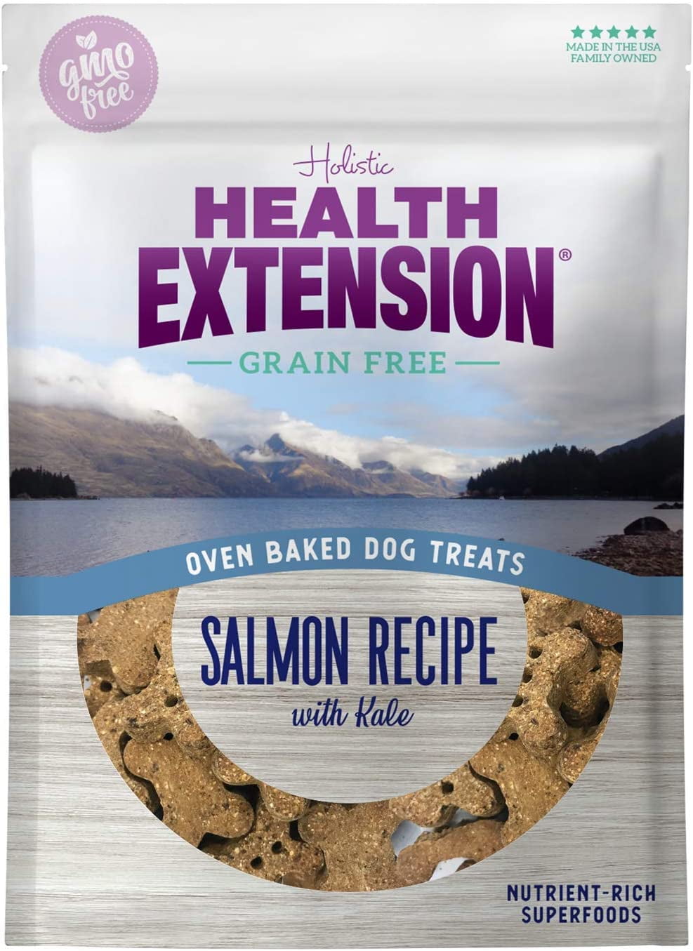 Health Extension Oven-baked Dry Dog Treat Salmon & Kale Recipe (2.25oz) | Nutrient-Rich Superfoods | GMO Free | Perfect for Training | All Life Stages